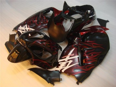 Noir Rouge Flamme Carénage Suzuki GSXR 1300 Hayabusa 1996-2007 Abordables