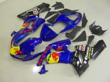 Bleu Red Bull Carénage Kawasaki ZX6R 2005-2006 Abordables