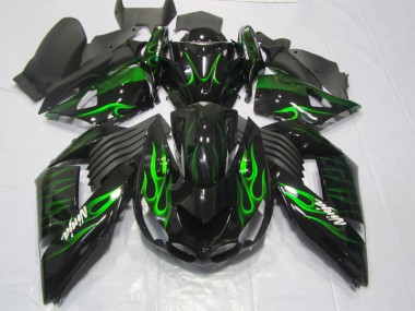 Noir Vert Flamme Ninja Carénage Kawasaki ZX14R ZZR 1400 2006-2011 Abordables